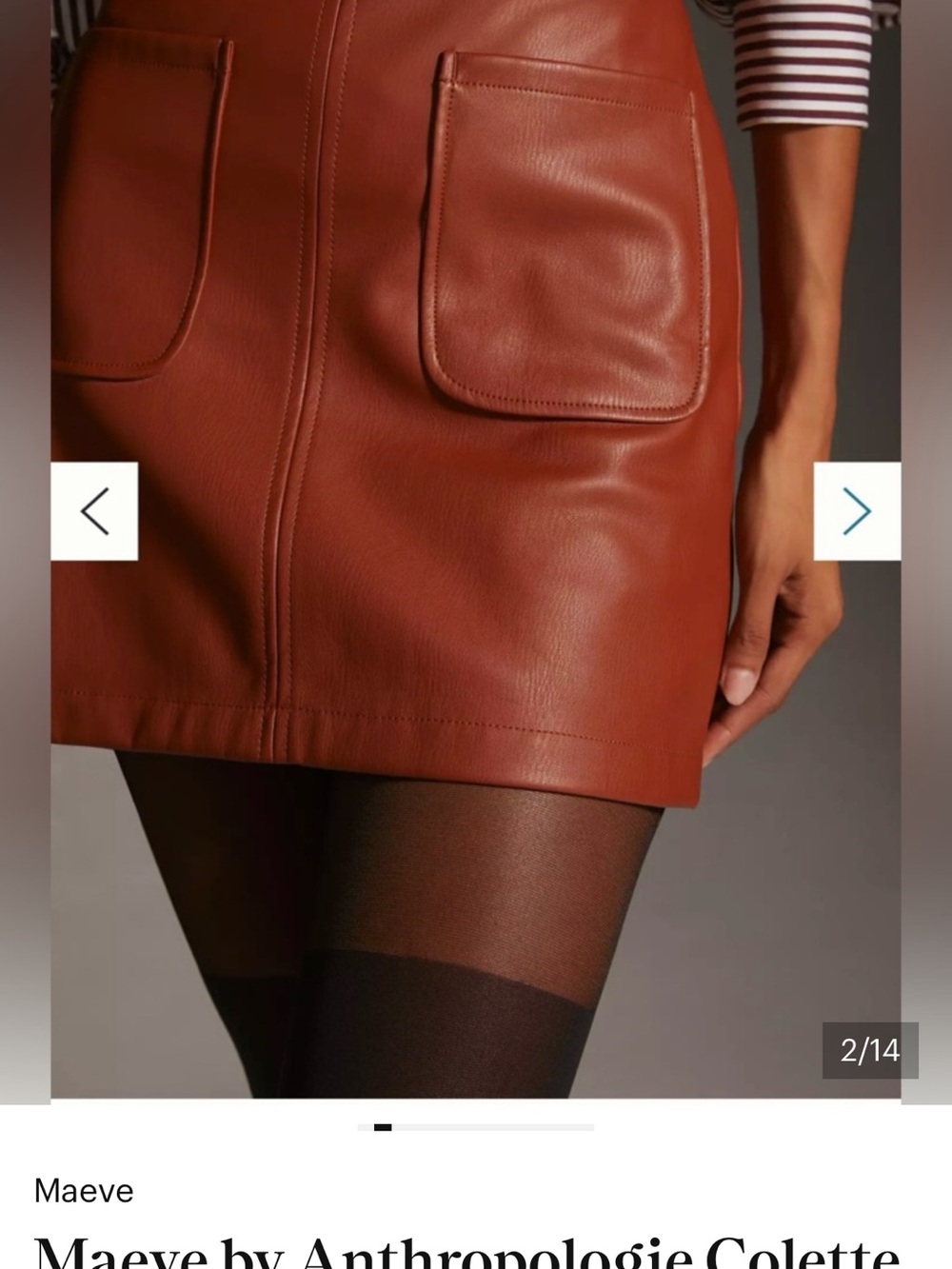 Anthropologie Maeve The Colette A Line Mini Skirt Faux Leather Cognac XXS - Picture 2 of 8